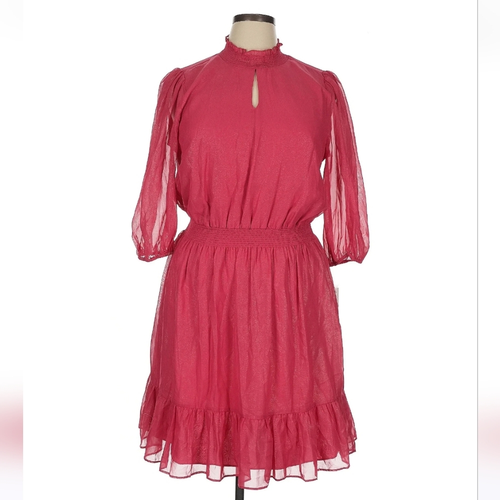 Nanette Lepore Glitter Key Hole Dress, Carmine Size 14